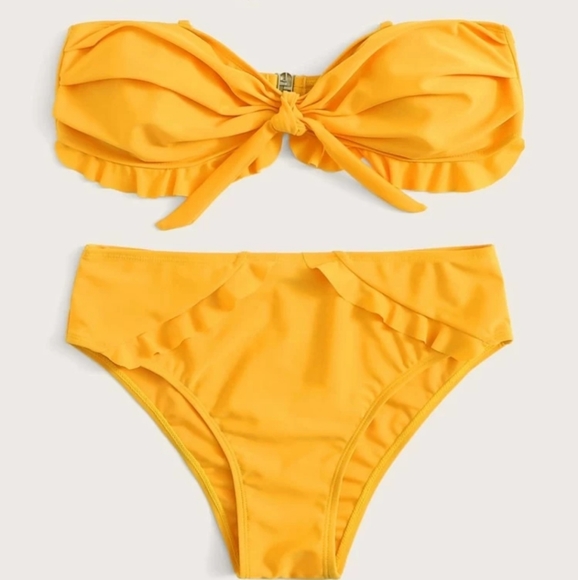 SHEIN Other - Knot Front Ruffle Trim Bikini Swimsuit
